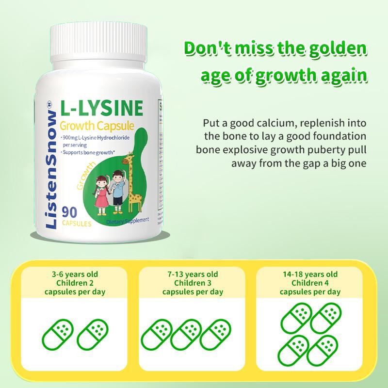 Listen Snow Lysine Growth Capsules Height Increase Maximizer with Calcium