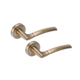 HANDLEZONE® Nemo Lever On Round Rose Door Handles, Internal Passage Latch Handles, 1 Set - Antique Bronze