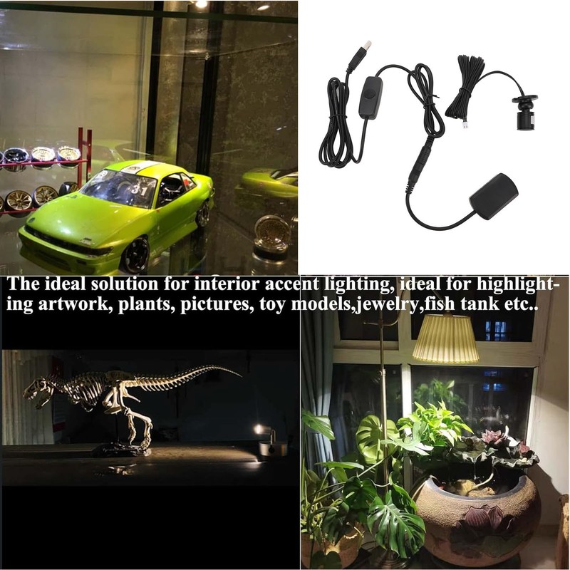 5pcs Mini LED Spot Lights USB 5V 6.6ft Warm Light