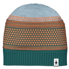 Smartwool Standard Popcorn Cable Reversible Beanie, Emerald Green-Apricot