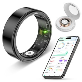 2025 New Smart Ring Health Tracker for Men Women - IP68 Waterproof Fitness Ring with Sleep Tracker/Heart Rate/Blood Oxygen/Steps/Distance/Calories,Air Gestures,Charging case Up to 7-Day,Black #9