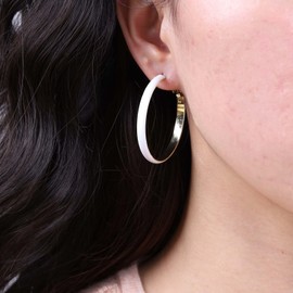 TseenYi Boho Large Circle Hoop Earrings Black Enamel Round Hoop Earrings Vintage Large Enamel Huggie Hoop Earrings Gold Round Dangle Hoop Earrings Jewellery for Women and Girls