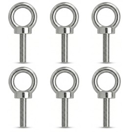 Pack of 6 Piping Stoppers M5 x 12 mm Stainless Steel 304 Ring Bolts for Piping Rail, Piping Strip Accessories for Caravan, Motorhome, Campervan Awnings, Eye Screw for Attaching Awning and Awning
