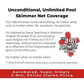 ProTuff Flat Pool Skimmer Net – 2 Year Unconditional Free Replacement – Heavy...