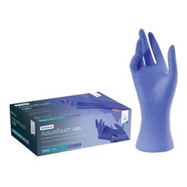 Medicom AssureTouch Agile Nitrile Gloves with Fingertip Grips, Blue, 4.5 mil, Multi Use Nitrile Disposable Gloves - Comfortable, Disposable, Powder Free, Small, Box of 100