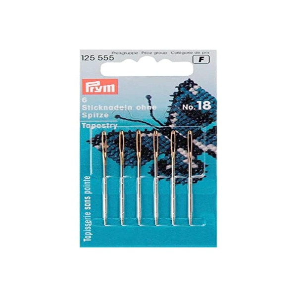 Prym Embroidery Needles Tapestry Blunt Point No. 18 Silver col