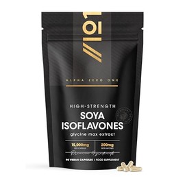 SOYA Isoflavones Extract 15,000mg – High Strength 40% Isoflavones – 90 Vegan Capsules – High Strength Glycine Max Extract –3 Months Supply – By Alpha01