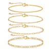 ASCOMY Dainty Gold Layered Bracelets for Women 14K Gold Plated