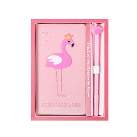 2 in 1 Flamingo Stationery Gift Box Set Includes 1 Pcs Flamingo Notebook Pocket Journal Hardcover Writing Notepad Diary and 1 Pcs Pen Gift for Birthday Christmas Kids Study Office School Supplies