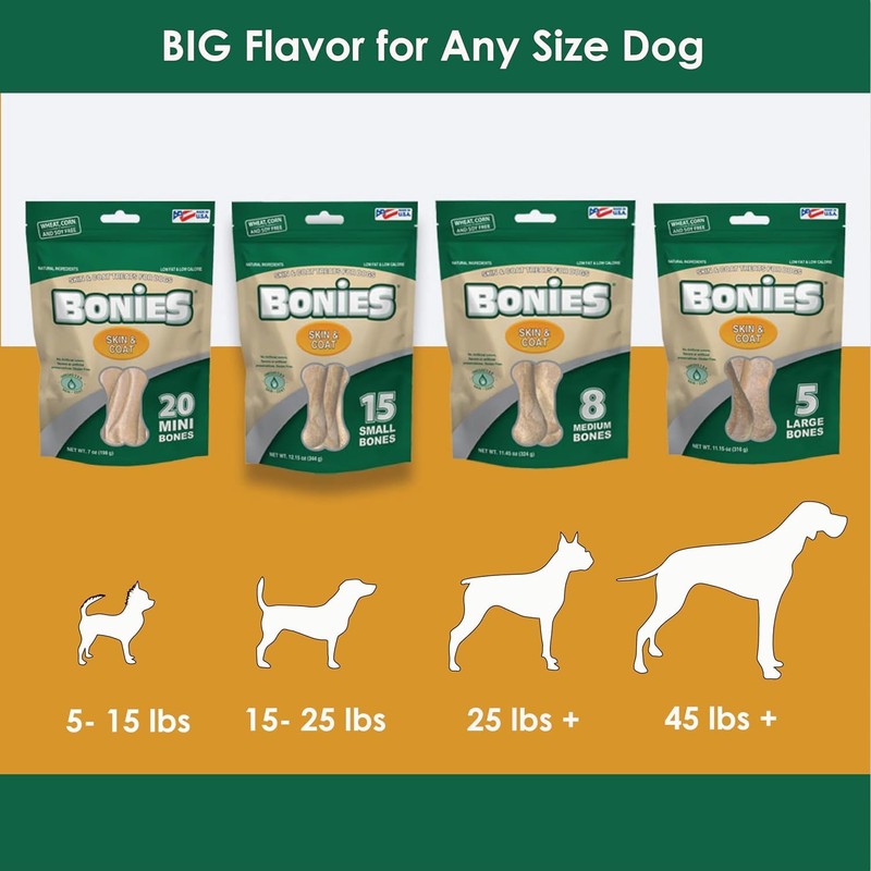 Bonies Skin and Coat Treats for Dogs, Promote Silky Coat