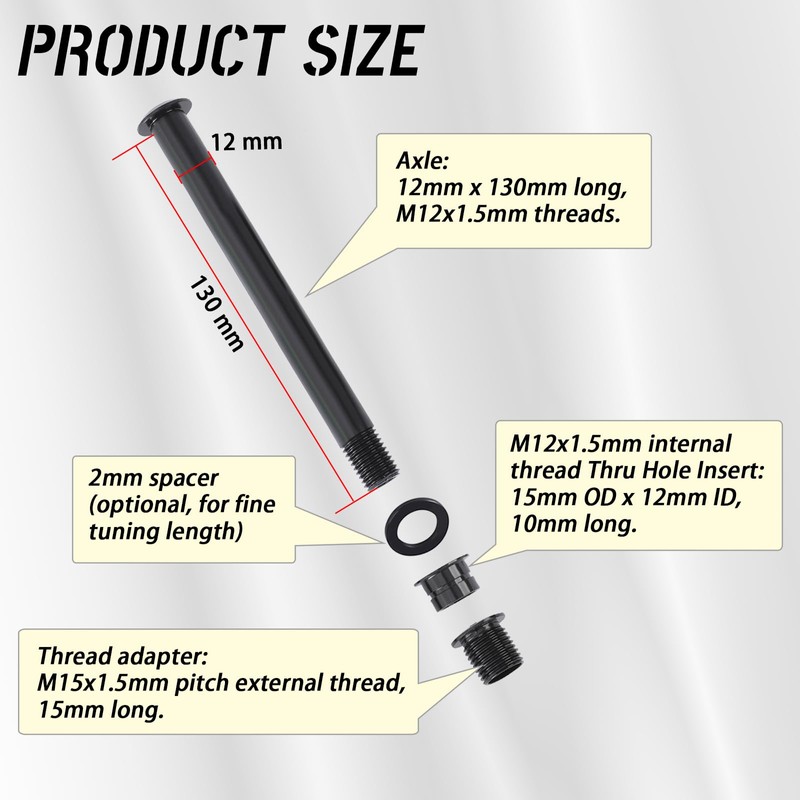 HQPARRTS 15mm to 12mm Fork Thru Axle Conversion Kit Compatible