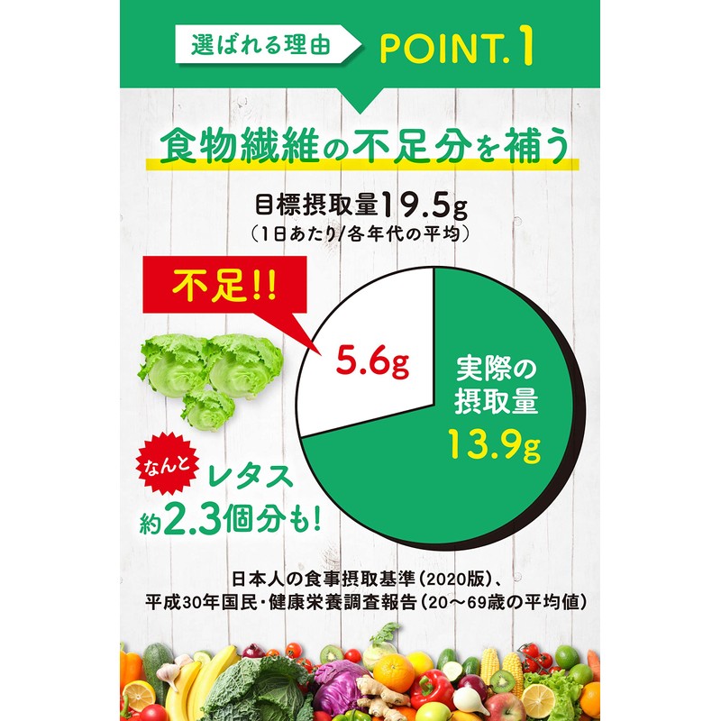 食物繊維 サプリ 【 不溶性食物繊維 ＆ 水溶性食物繊維 】 難消化性デキストリン 食物繊維サプリ 腸活