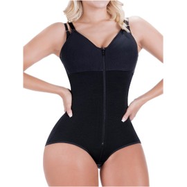 Sonryse 022ZL Fajas Colombianas Postparto Stage 1 Post Surgery Postpartum Lipo Compression Garment after Tummy Tuck with Built-in Bra Black X-Large