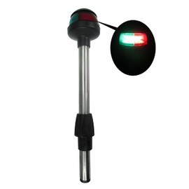 Pactrade Marine LED Green Red Navigation Bow Light 12" SS304 Pole Collar Plug-in (Without 2-Prong Nylon Base Black Socket)