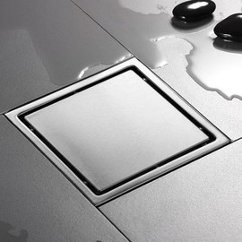 RONLADO Drenaje de Piso Cuadrado,110 * 110mm SUS304 Acero Inoxidable Anti-Olor Drenaje de Piso,Rejilla de Desagüe de Cocina,Coladera Antiolores para Baño,Regadera,Cocina,Garaje y Sótano(Cuadrado)