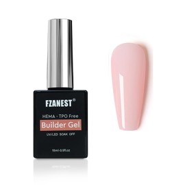 FZANEST Hema Free Builder Nail Gel, Nude Pink Hard Builder Gel for Nail Apex and Extension Strengthener in a Bottle LED UV Soak Off Gel Nail Polish