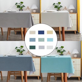 140*140cm Deep Blue Vinyl Tablecloths Square PVC Table Cloth Wipe Clean Table Cover,Wipeable Tablecloth Outdoor Plastic Waterproof Table Protector,Oil Cloth Tablecloth for Kitchen Dinner Picnic Party