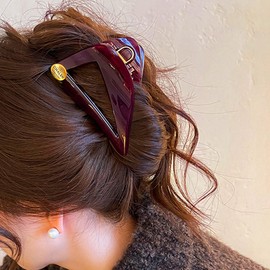 Women's Triangular Hair Clip, Hair Clip, Hair Ornament, Simple, Elegant, Mature Style, Elegant, Strong, Firm, Durable, Office, Commuting, Mother's Day, Present (Dark Red)