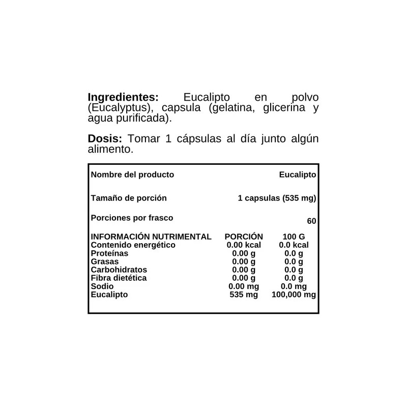 Eucalipto En Polvo - Go3b - 60 Cápsulas - Suplemento