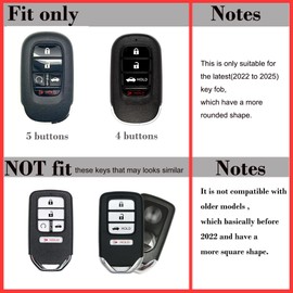 Gloss Smart Remote Key Fob Case Cover Protector for 2022 2023 2024 2025 Honda Civic Accord CR-V HR-V V Pilot SI EX EX-L Touring