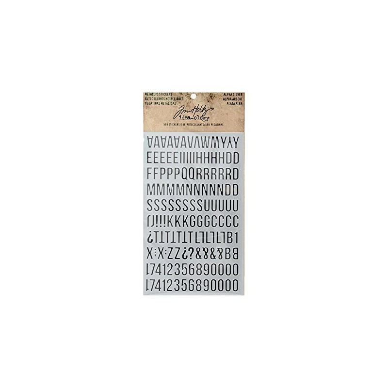 Alpha Silver Metallic Stickers by Tim Holtz Idea-ology, Letters Approximately