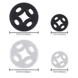 GOLRISEN 200 Pieces Sew-On Snap Fasteners Plastic Black Transparent Press Stud Set Jersey Items 7mm 10mm Snaps Snap Buttons Sewing Accessories for DIY Crafts Clothing Bags Leather