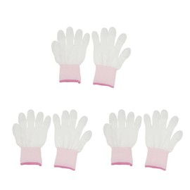 Anti-Slip Gloves, PU Coated Fingertip Work Gloves, Multipurpose Anti-Static Gloves for Horticulture, Car Mechanics, 3 Pairs - S/Pink