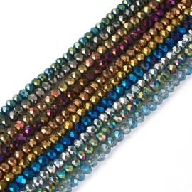 Elecrelive 10 Strands Electroplate Faceted Rondelle Beads 4mm Crystal Glass Beads Briolette Spacer Beads for Bracelet Necklace Earring Beading Jewelry Making