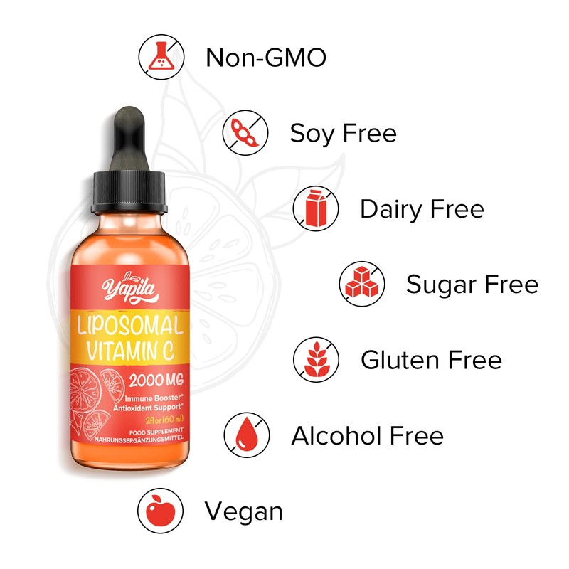 Liposomal Vitamin C 2000 mg Liquid Supplement(2 Bottles), Maximum Absorption,