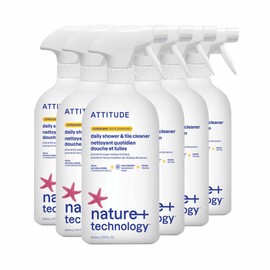 ATTITUDE Daily Shower and Tile Cleaner, EWG Verified, Plant- and Mineral-Based Ingredients, Vegan Household Cleaning Products, Citrus Zest, 27.1 Fl Oz (Pack of 6)