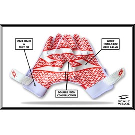 Stealth Football Receiver Gloves White - Battle College Lineman Football Receiver Gloves Be a Villain Not a Joker Adult Men Youth Boys Small to XXL Sizes