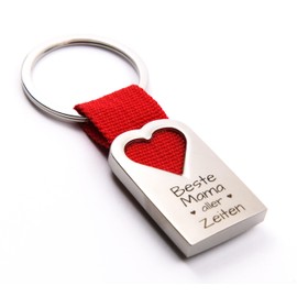 Gift Knight - Mum Keyring - Red Heart Pendant for the Best Mum of All Time - Birthday Gift for Mum, red