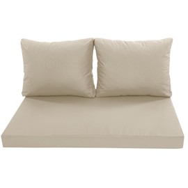 Summsun Outdoor Loveseat Cushions, Waterproof Weather & Fade Resistant Seat and Backrest Cushion Set for Couch, Swing, Bench, 46 x 26 Inch, Cream