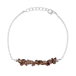 Gempires Natural Smoky Quartz Bracelet, Gemstone Jewellery, Healing Gifts, Bracelet for Girls, 7+1 Inch Adjustable Silver Plated Chain
