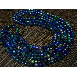 black ethiopian welo opal smooth bolls- 16"strand -stones measure- 2.50-4mm