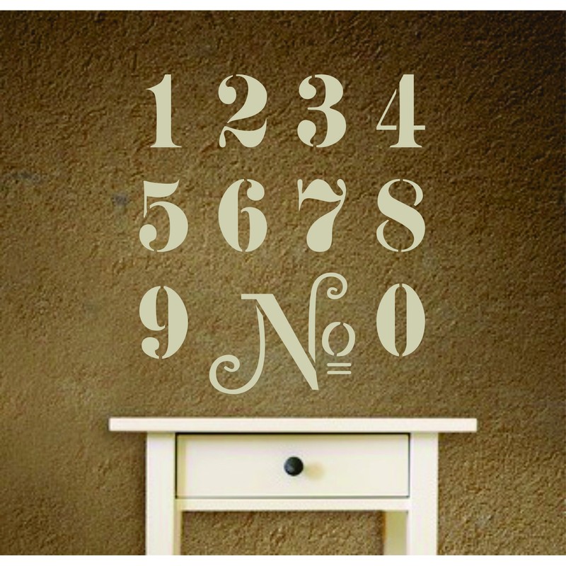 French Numbers Stencil 15x16.5cm (S) Reusable Vintage French Theme Wall