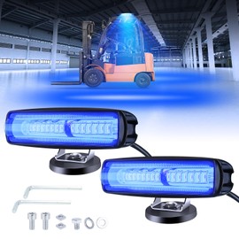 Fksafel Magnetic LED Forklift Safety Light Blue - 2Pack LED Forklift Straight Light 1600LM LED Forklift Side Zone Light Forklift Warehouse Light Forklift Pedestrian Light - 30W DC12-80V