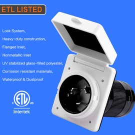 iztor RV Cable Electrical Locking Adapter Converter Plug Socket (50A 125/250V Power Inlet)