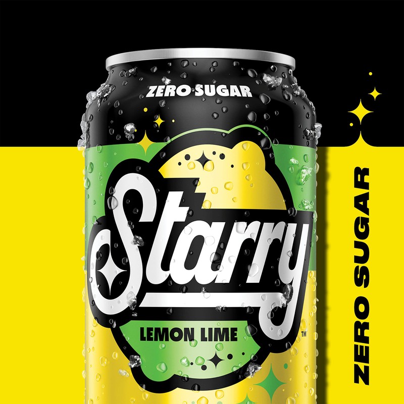 Starry Zero Sugar Lemon Lime Soda, Caffeine Free, Mini Cans,
