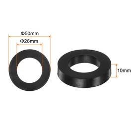 HARFINGTON 8pcs Rubber Spacer 2 Inch OD 1 Inch ID 0.4 Inch Thick Neoprene Round Anti Vibration Isolation Pads Isolator Rubber Washers Bushings for Home Cars Boat Accessories, Black