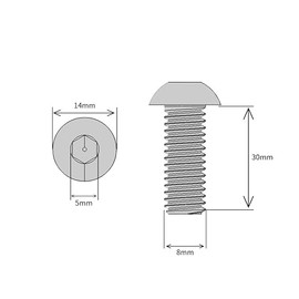 M8 (8mm x 30mm) Hex Socket Button Head Screws - BZP Steel (Pack of 10)