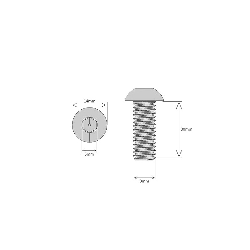 M8 (8mm x 30mm) Hex Socket Button Head Screws -