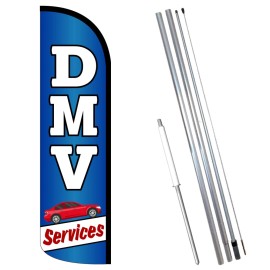 Vista Flags DMV Services Premium Windless  Feather Flag Bundle (Complete Kit) OR Optional Re - Flag Only