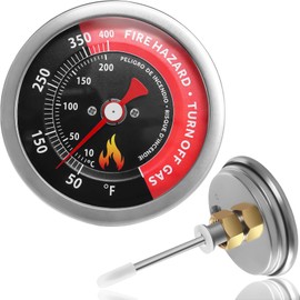 Upgraded 5070 Fryer Thermometer Replacement for Bayou Classic Deep Fryer, Stainless Steel Design Tempered Glass Black Dial Face w/ 50˚- 400˚F Range Fit for Bayou 2.5-gal, 4-gal, and 9-gal Fryers