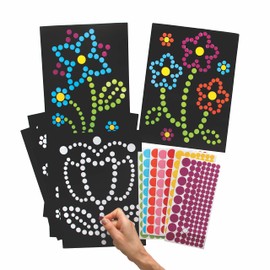 Baker Ross Flower Dotty Art - Pack of 8, Sticker Arts and Crafts, Craft for Kids (AX877)