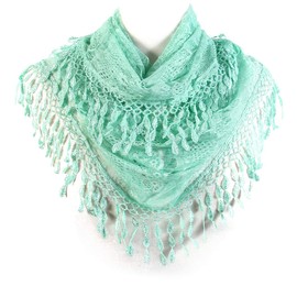 Scarf& Scarfand's Delicate Lace Infinity with Teardrop Fringes (Light Mint)