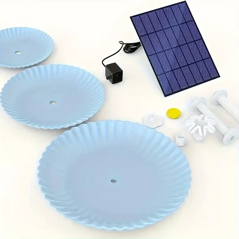 Solar Bird Bath Fountain for Outdoor Décor – 3-Tier Plastic