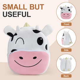 COOKY.D Cute Cartoon Toddler Backpack Kids Lightweight School Bag Animal Preschool Boys Girls Rucksack Gift for 2-6 Years,Cow