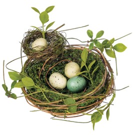 The Bridge Collection Artificial Bird Nest with Eggs - Cute Bird's Egg Nest Tabletop Decoration for Easter, Spring, Summer, Everyday Home Decor (Moss Covered)
