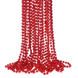 Trimming Shop 9 Metres Shiny Bead Garland for Christmas Tree Decoration - 7.5mm Pearl String Garland, Beaded Chain, and Artificial Pearls Tinsel for Xmas Hanging Ornaments, Red
